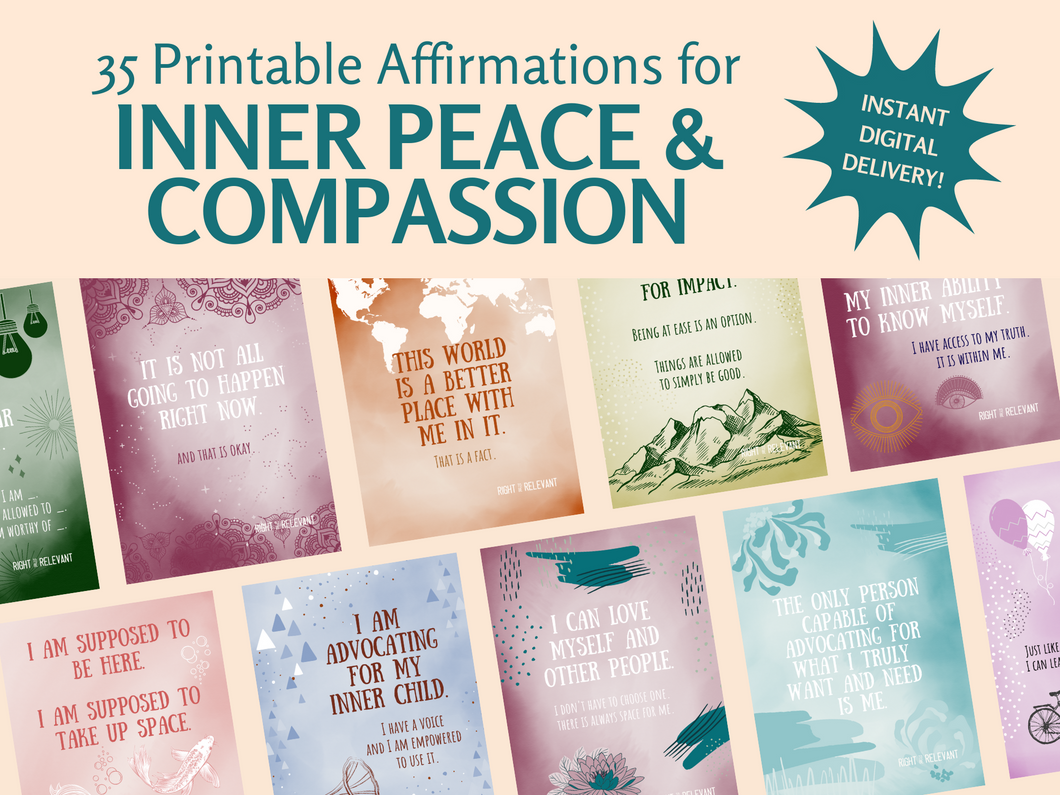 Inner Peace & Self-Compassion Affirmations (Printable)